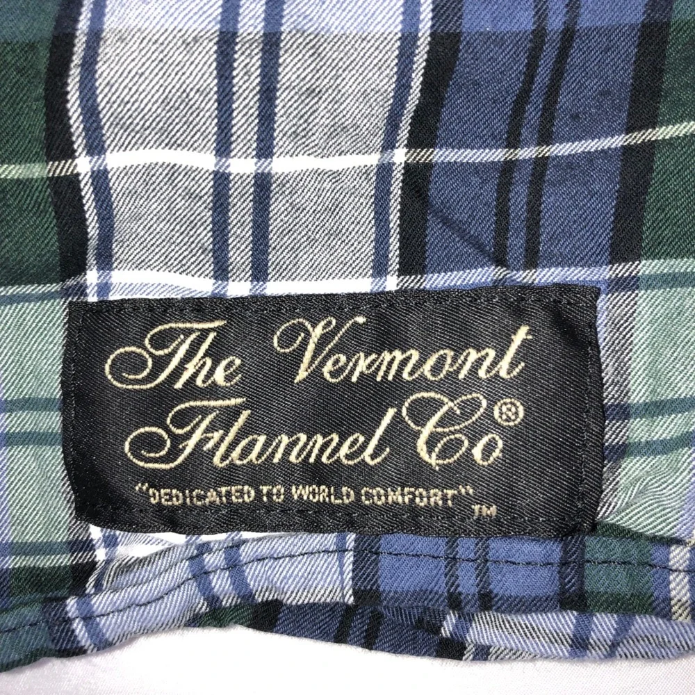 The Vermont Flannel Co Blue Green Plaid Flannel Boxers Small Mens Lounge Shorts